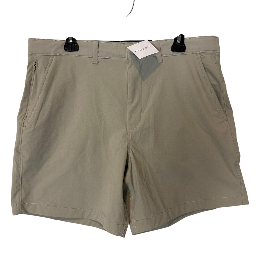 American Eagle Outfitters Men's Flat Front Shorts - Light Olive